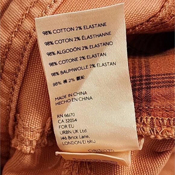 Anthropologie High Waist Pleated Shorts, Orange Rolled Cuff Shorts with Pockets - Picture 10 of 11